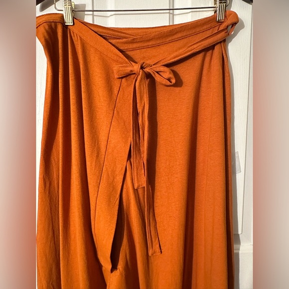 FREE PEOPLE Intimately XS Y2K HipHop Wrap Around Belt Harem Wide Leg Rust Orange - Picture 2 of 9